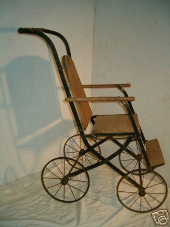 Items similar to 1890 BABY STROLLERWood & Steel RARE, Unusual Antique