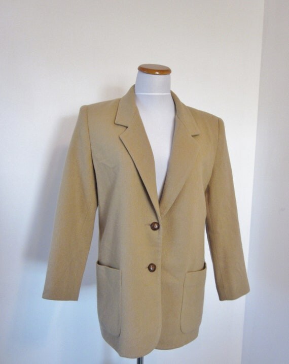 Vintage Camel Wool Blazer Womens 10 Petite Camel Wool Jacket