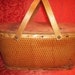 Antique, Basket, Flip Top Basket, Market, Gardening, Utility, Picnic, Home Decor,Redmon,Red Man,Indian Logo,Wicker, Bent Wood,TKSPRINGTHING