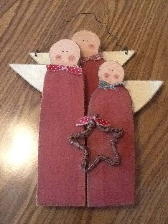 Items similar to Sweet Wooden Angels on Etsy