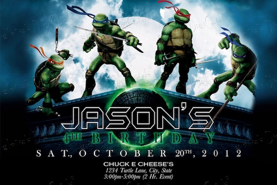 Ninja Turtles Digital Party Invitation by Gloria's Digi Cards on Etsy Il_570xn