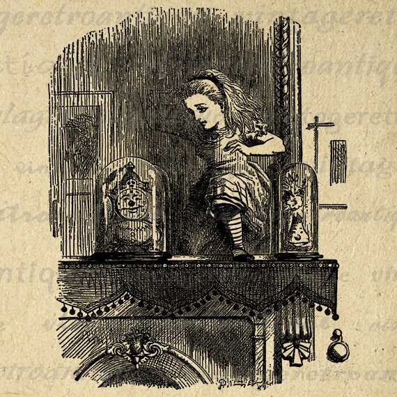 Alice Pushes Through the Mirror Digital by VintageRetroAntique