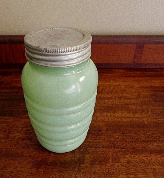 Vintage Fire King Jadite Grease Jar