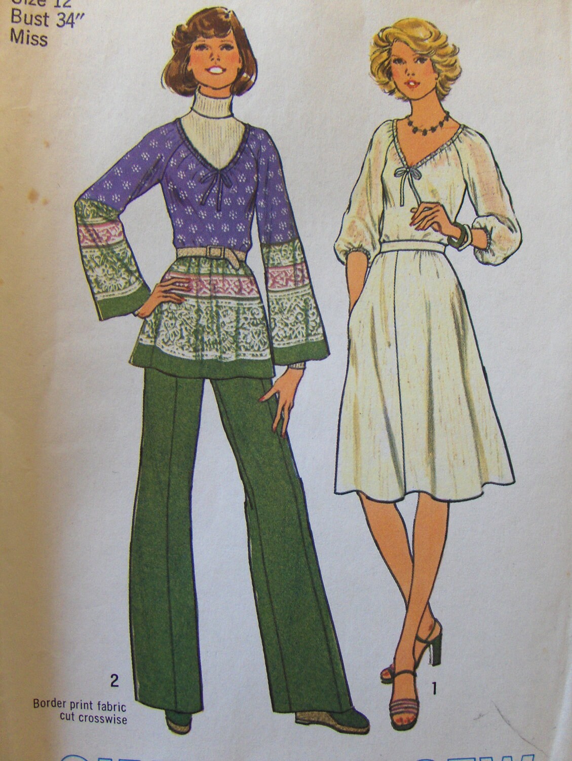 1970s Vintage Sewing Pattern Simplicity 7449 Misses'