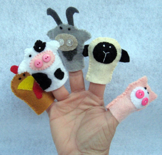 Items similar to Farm Animal Felt Finger Puppets on Etsy