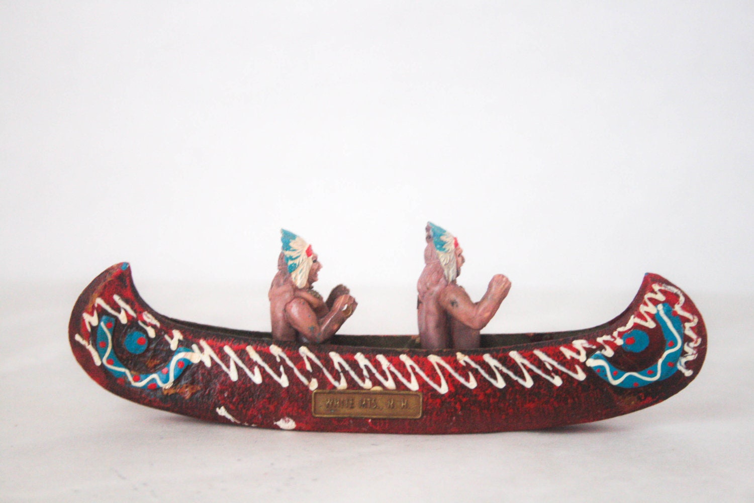 Vintage Indian Toy Souvenir Canoe Children Native