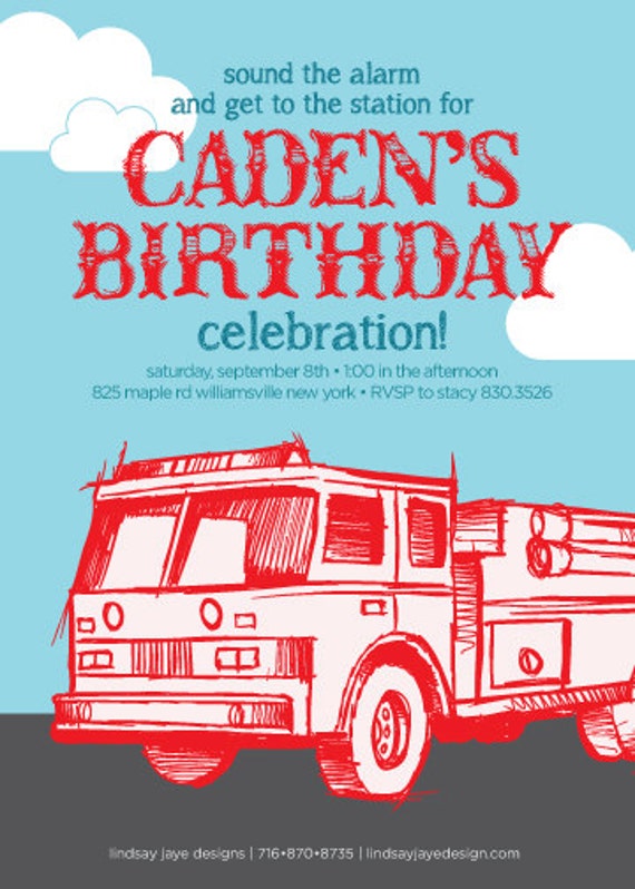 1St Birthday Firetruck Invitations For Boys 5