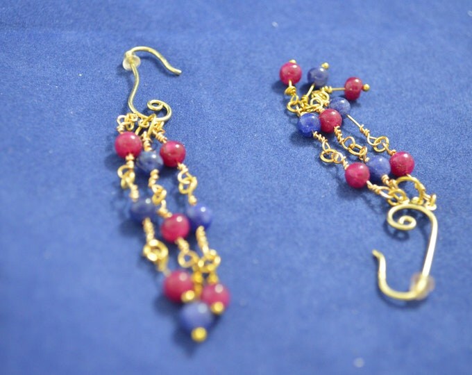 Rubies and Sapphires Chandelier Earrings E120