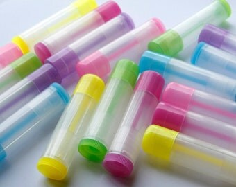 10 Colored translucent Empty LIP BALM Containers (Tubes & Caps) Pick Color