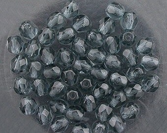 30 montana blue czech fire crystal beads 4mm