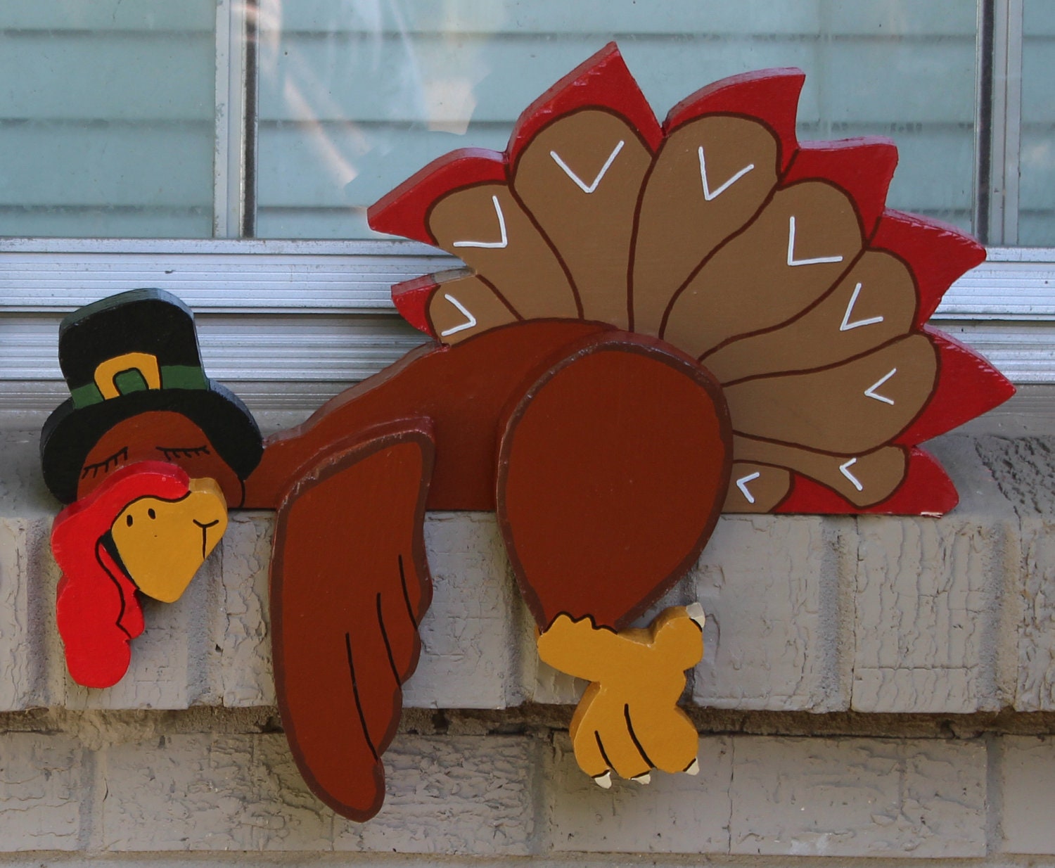 Sleepy Turkey Thanksgiving Fence/Shelf Decoration by DadandSonsWW