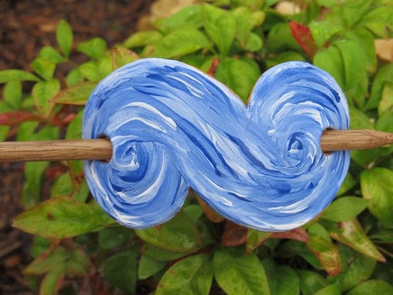 Hand Painted Leather Wave Hair Barrette