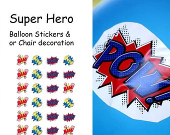 Super Hero / Comic Book Balloon Stickers and or Chair Decoration