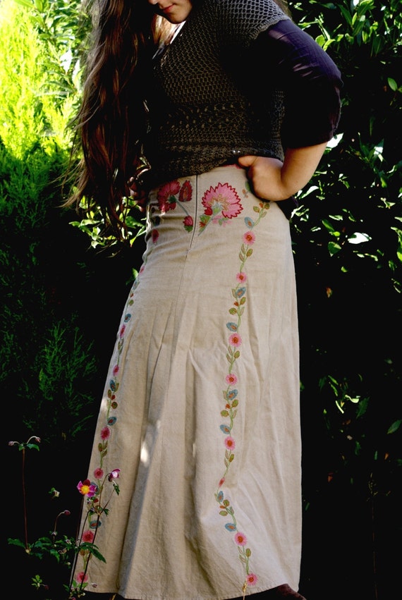 long embroidered skirt