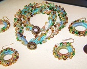 Colorful Beaded Necklace Bracelet and Earring Set Handmade Jewelry