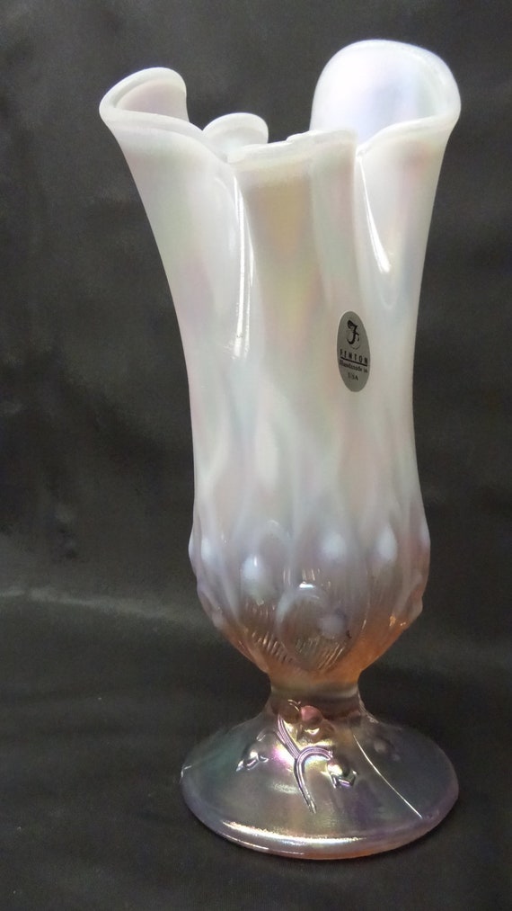 Vintage Fenton Opalescent Handkerchief Vase 1950s