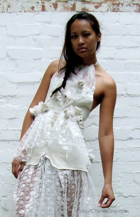 Vintage style white handmade halter neck by RobertCharlesGray