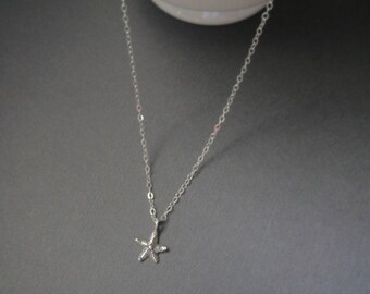 Silver Tiny Starfish Necklace in STERLING SILVER CHAIN--Silver Starfish Necklace-Perfect Gift for mom for friends, Birthday Present for her