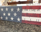 Americana Sign Pledge of Allegiance Sign Signs w/ Sayings 7"x36"