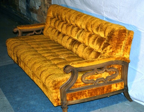 Items similar to vintage tufted crushed-velvet sofa - 1960s-70s mid