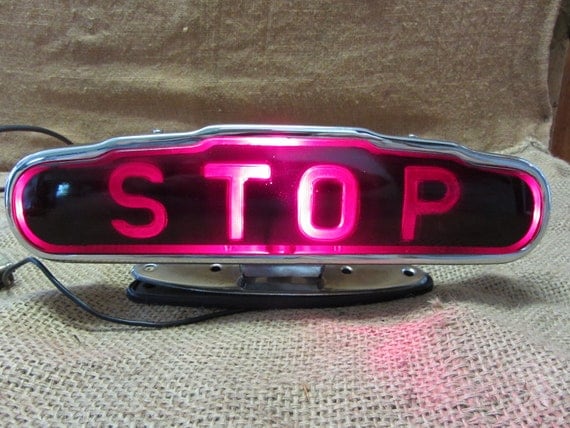 Vintage Hollywood Automobile Stop Light Antique Old Glass