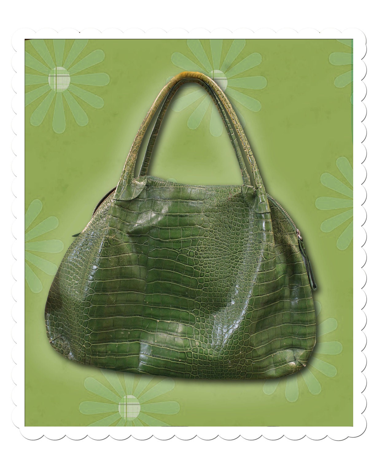 green crocodile purse