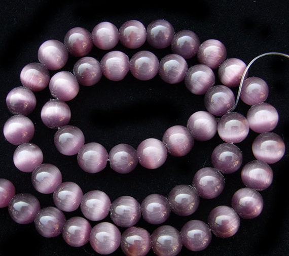 Cat Eye Beads 8mm Round Amethyst Beads Genuine Natural