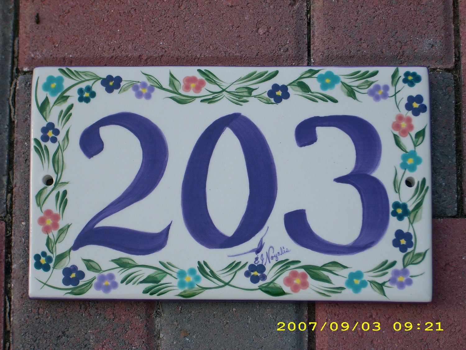 Custom Hand Painted Ceramic House Number Tile Placque or