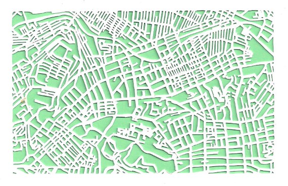 Oakland/Shadyside Pittsburgh cut paper map original