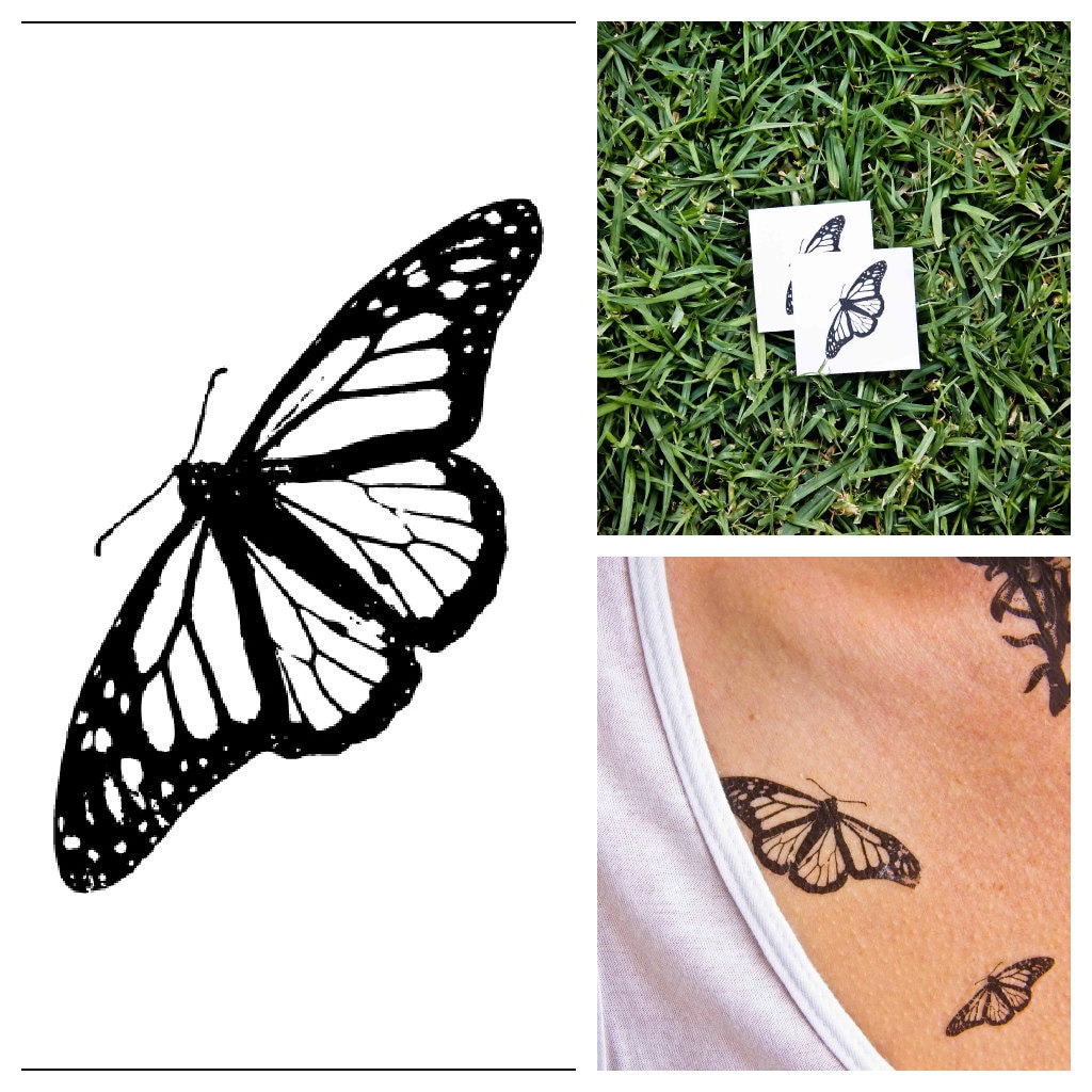 Butterfly temporary tattoo Set of 2