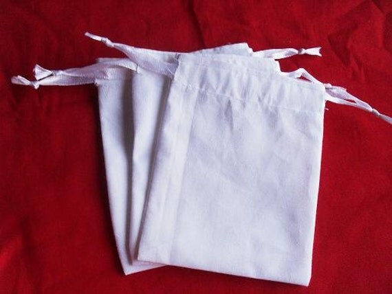 Cotton bags with White Satin Ribbon 3x4 Great for Stamping Gift bag ...