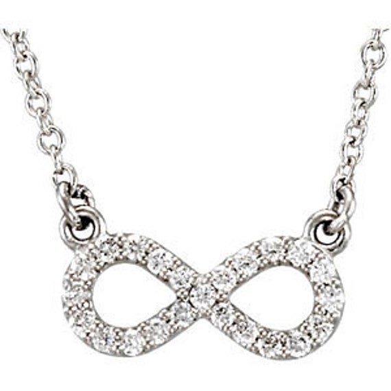 Items similar to Solid 14k White Gold Infinity Pendant w/ Necklace ...