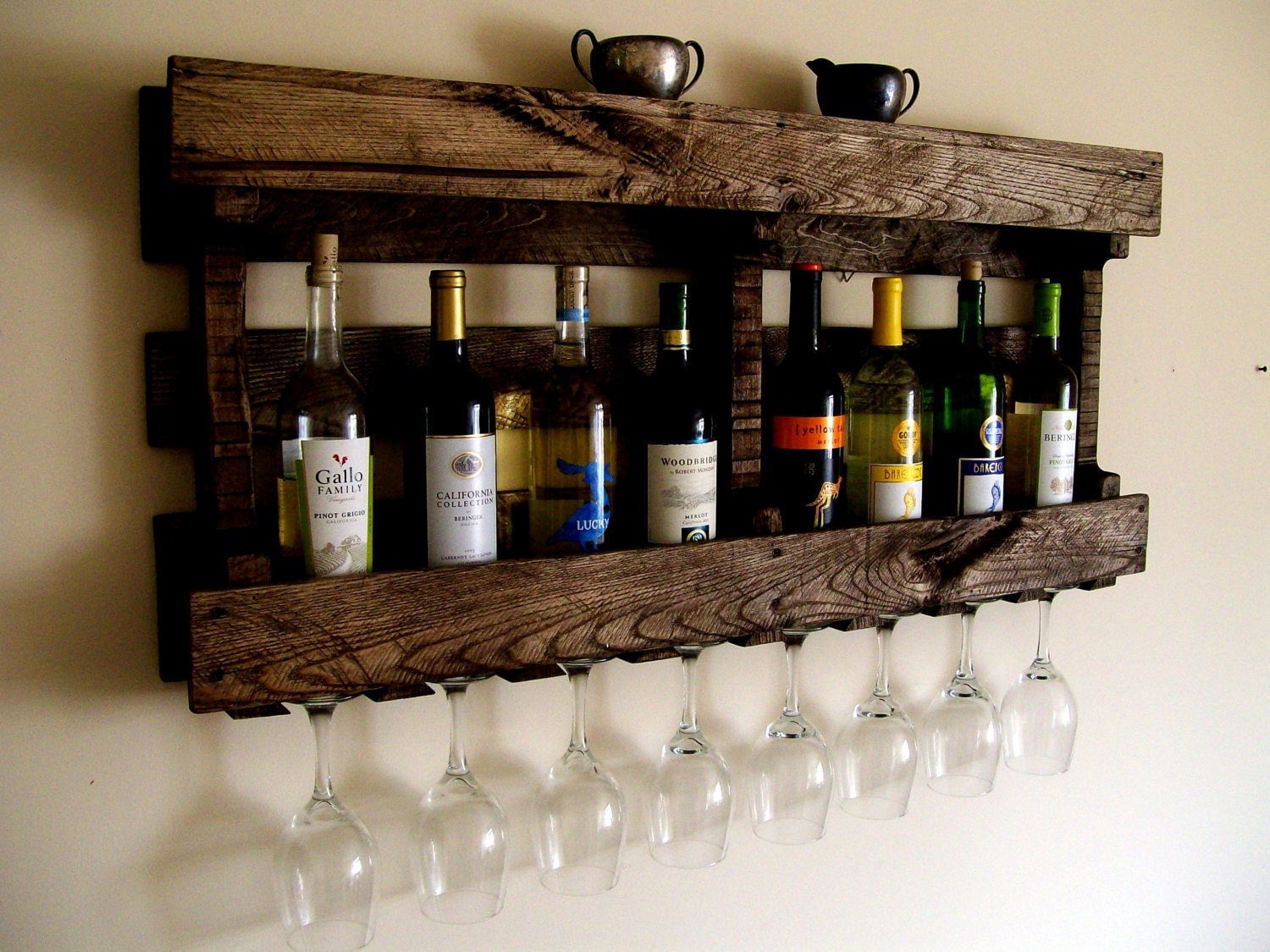 Reclaimed Wood Wine Rack Pallet Wood Wine Rack Dark Walnut