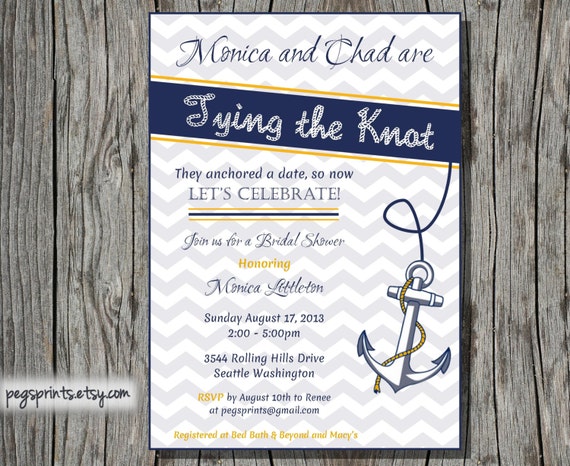 Printable Nautical Bridal Shower Invite by PegsPrints on Etsy