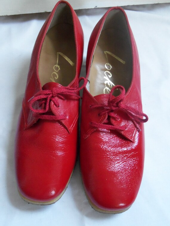 vintage deadstock red lace up cherry red shoes 8 by gwenevere24