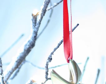brass fortune cookie ornament
