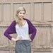 Fall fashion women's cocoon shrug in plum bamboo jersey - custom made with 3/4 sleeves