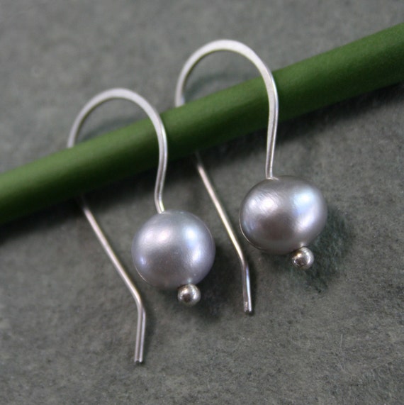 Pearl Earrings Sterling Silver Gray Pearls Freshwater