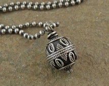 Sterling Silver Men's Necklace, Fancy Bali Bead Chunky Chain Necklace ...