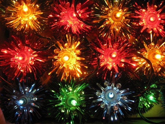 Vintage Christmas Twinkle Lights Tinsel Lights Blinking or