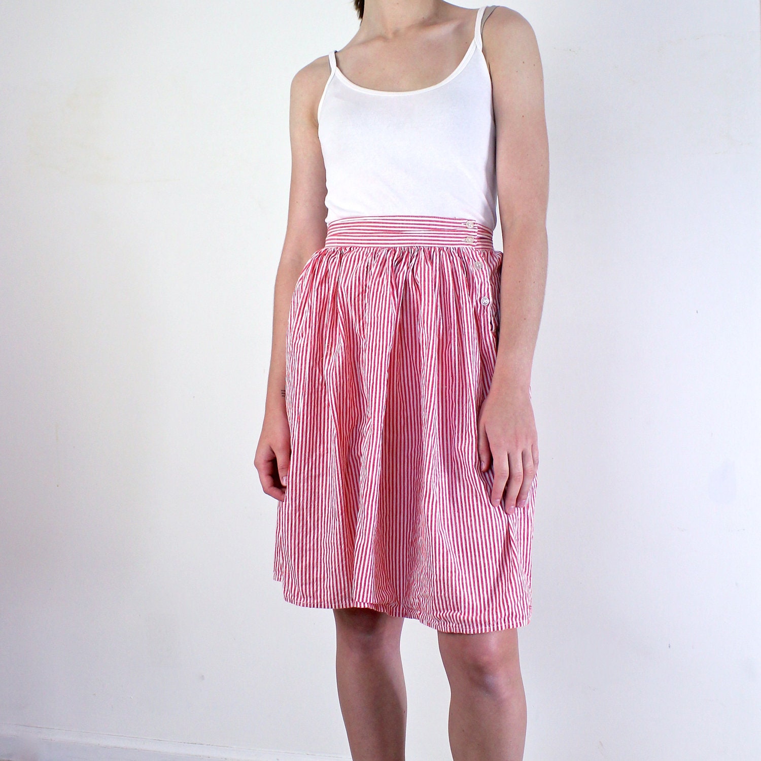 red and white striped skirt outfit