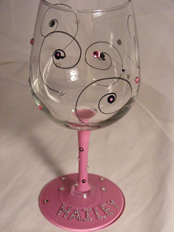 birthday bling wine glass by DelightfulFinds on Etsy