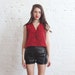 SALE red floral crop top (s-m)