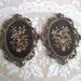 Vintage Brass Framed Pictures Dried Flowers Victorian Ornate Wall Hanging Antique Brass