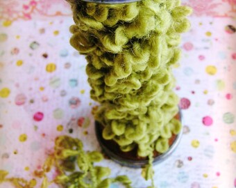 Moss green Pom Pom Garland/ Trim - luxe party ribbon garland wedding embellishment craft decor supply - 5 yards