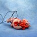Vivid Red Nautilus Necklace, Polymer Clay Cephalopod Jewelry