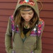 Mexican Embroidered Hippie Bohemian Upcycled Brown and Purple Hoodie Hooded Sweatshirt Size Medium by MoutainGirlClothing