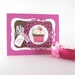 Cupcake Birthday card, personalized, young girl, female, feminine, glittered, pink and brown