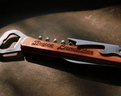 4 Tool Personalized Wooden Bottle Opener and Wine Corkscrew - JustOffNormal