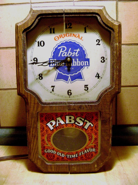 Vintage Pabst Blue Ribbon Beer Electric Pendulum Wall Clock